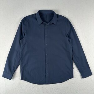 Lululemon Shirt Mens L Slim Fit Blue New Venture Long Sleeve Button Up